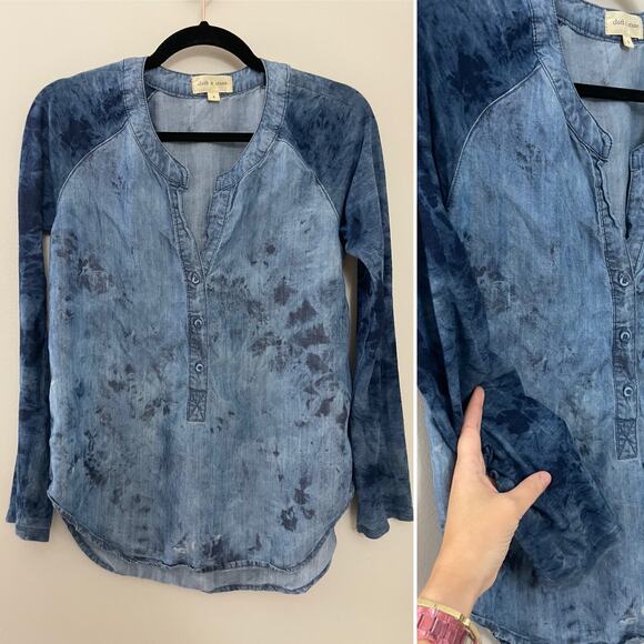 Anthropologie Cloth & Stone Minimalist Capsule Chambray‎ Button Down Shirt S/M - Picture 1 of 6